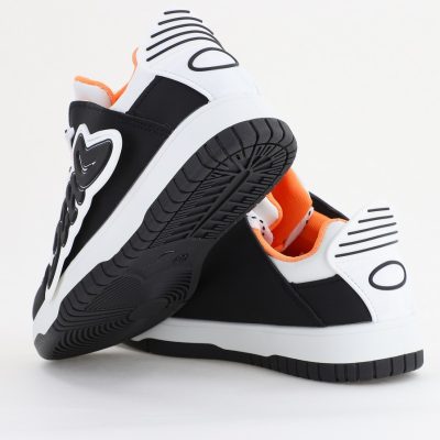 Sneakers damă sport piele ecologică Alb cu portocaliu (BS296EV2401650)