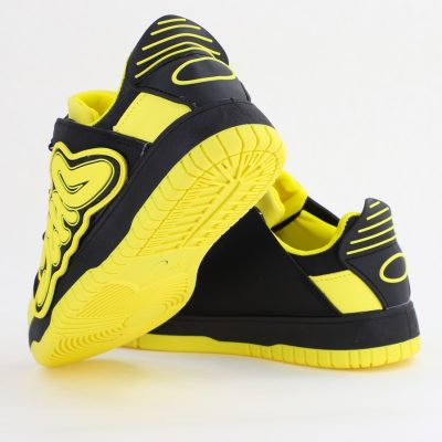 Sneakers damă sport piele ecologică Negru cu Verde lemon (BS296EV2401651)